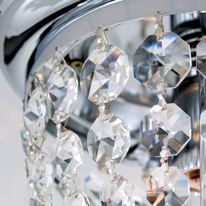 Κρυστάλλινο φωτιστικό οροφής PLAFOND 1xE27/40W/230V διάμετρος 26 cm γυαλιστερό χρώμιο