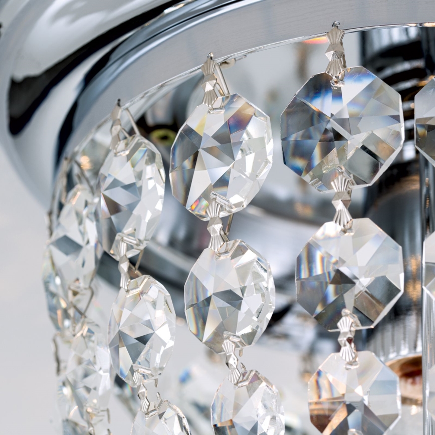Κρυστάλλινο φωτιστικό οροφής PLAFOND 1xE27/40W/230V διάμετρος 26 cm γυαλιστερό χρώμιο