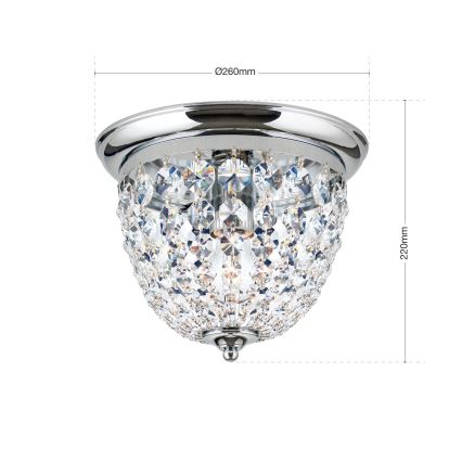 Κρυστάλλινο φωτιστικό οροφής PLAFOND 1xE27/40W/230V διάμετρος 26 cm γυαλιστερό χρώμιο