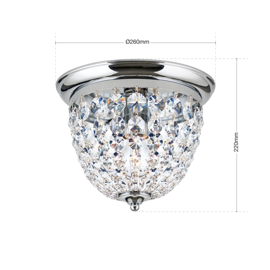 Κρυστάλλινο φωτιστικό οροφής PLAFOND 1xE27/40W/230V διάμετρος 26 cm γυαλιστερό χρώμιο