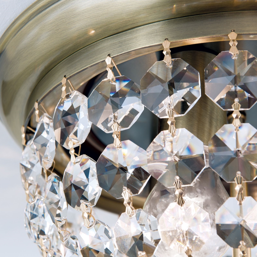 Κρυστάλλινο φωτιστικό οροφής PLAFOND 3xE27/40W/230V διάμετρος 35 cm μπρονζέ