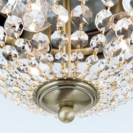 Κρυστάλλινο φωτιστικό οροφής PLAFOND 3xE27/40W/230V διάμετρος 35 cm μπρονζέ