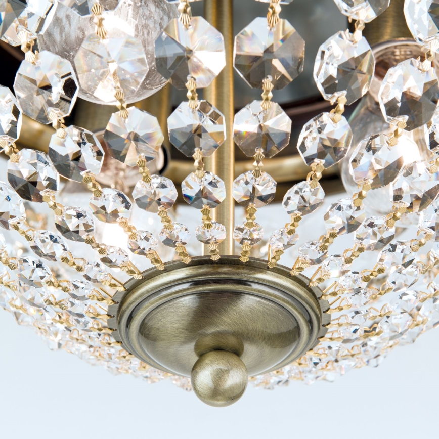 Κρυστάλλινο φωτιστικό οροφής PLAFOND 3xE27/40W/230V διάμετρος 35 cm μπρονζέ