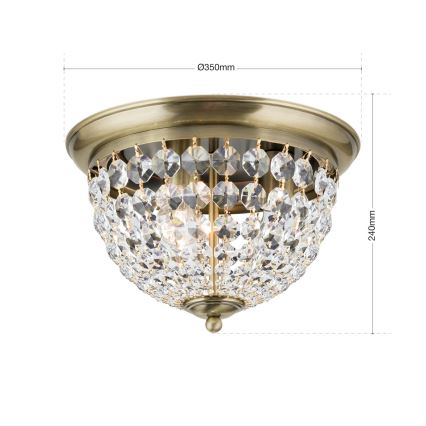 Κρυστάλλινο φωτιστικό οροφής PLAFOND 3xE27/40W/230V διάμετρος 35 cm μπρονζέ