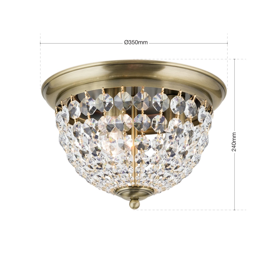 Κρυστάλλινο φωτιστικό οροφής PLAFOND 3xE27/40W/230V διάμετρος 35 cm μπρονζέ