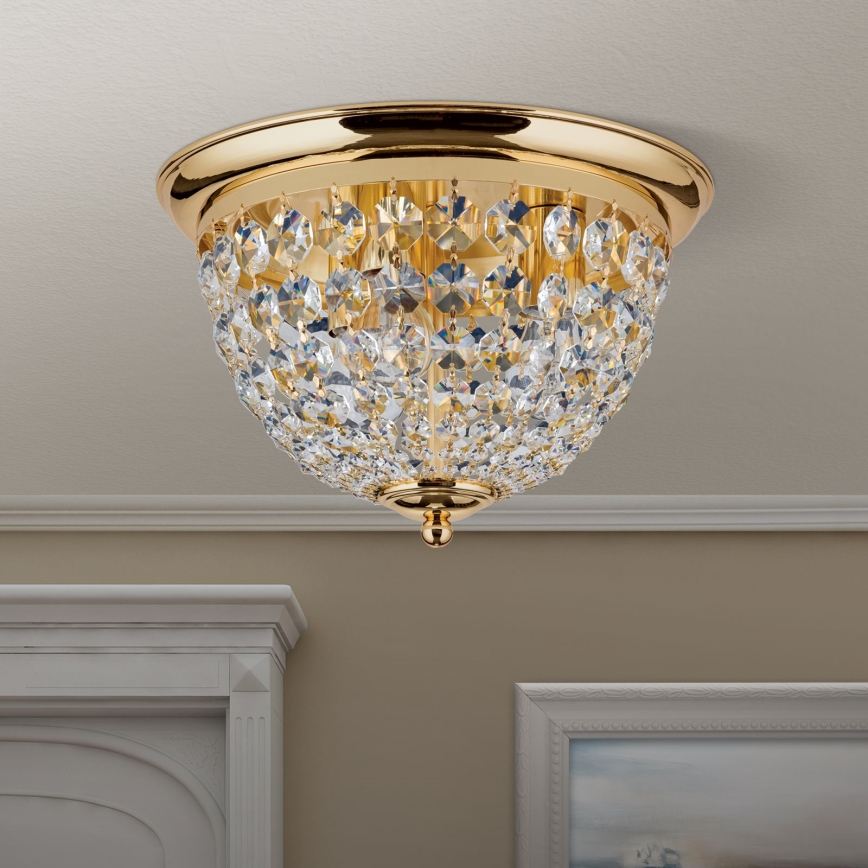 Κρυστάλλινο φωτιστικό οροφής PLAFOND 3xE27/40W/230V διάμετρος 35 cm χρυσό