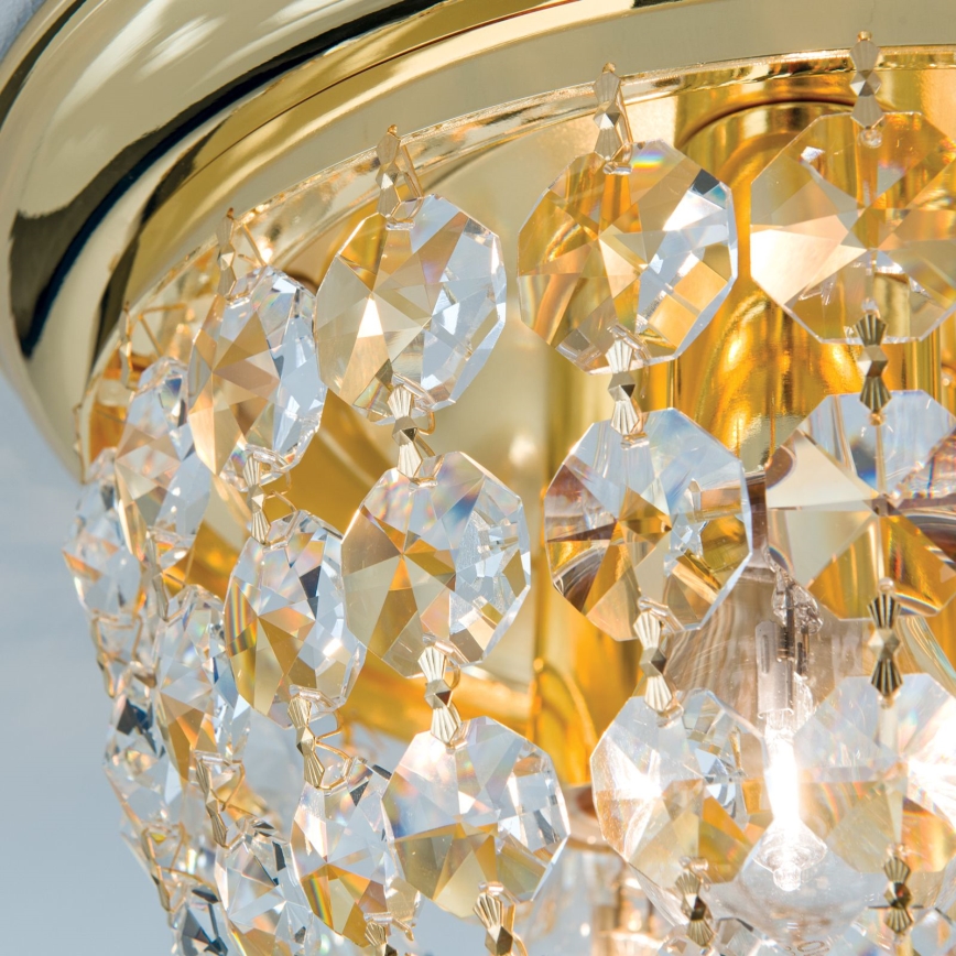 Κρυστάλλινο φωτιστικό οροφής PLAFOND 3xE27/40W/230V διάμετρος 35 cm χρυσό