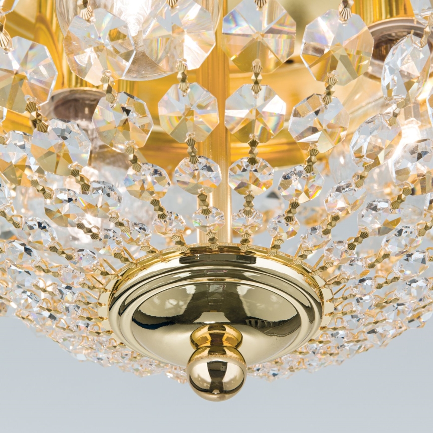 Κρυστάλλινο φωτιστικό οροφής PLAFOND 3xE27/40W/230V διάμετρος 35 cm χρυσό