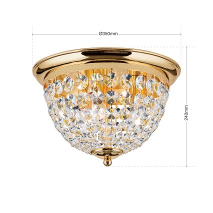 Κρυστάλλινο φωτιστικό οροφής PLAFOND 3xE27/40W/230V διάμετρος 35 cm χρυσό
