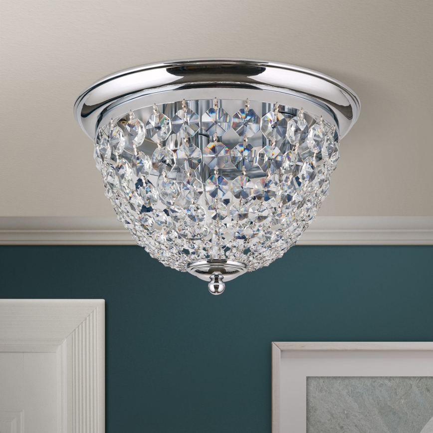 Κρυστάλλινο φωτιστικό οροφής PLAFOND 3xE27/40W/230V διάμετρος 35 cm γυαλιστερό χρώμιο