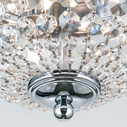 Κρυστάλλινο φωτιστικό οροφής PLAFOND 3xE27/40W/230V διάμετρος 35 cm γυαλιστερό χρώμιο