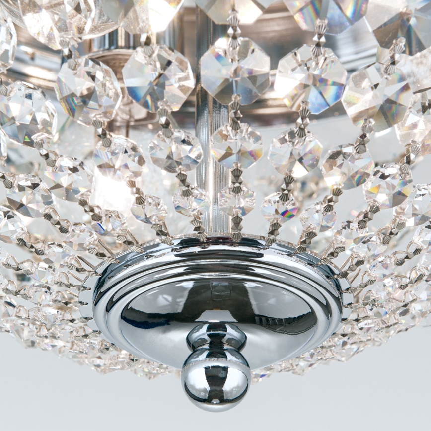 Κρυστάλλινο φωτιστικό οροφής PLAFOND 3xE27/40W/230V διάμετρος 35 cm γυαλιστερό χρώμιο