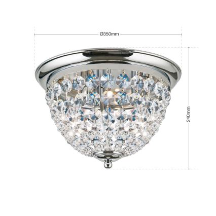 Κρυστάλλινο φωτιστικό οροφής PLAFOND 3xE27/40W/230V διάμετρος 35 cm γυαλιστερό χρώμιο