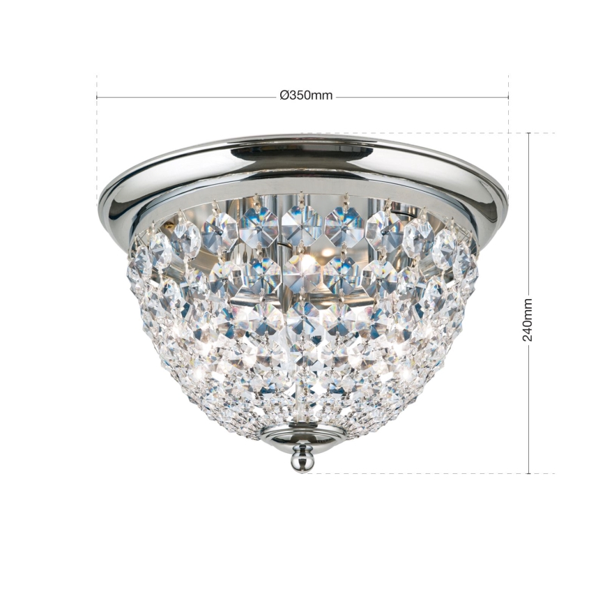 Κρυστάλλινο φωτιστικό οροφής PLAFOND 3xE27/40W/230V διάμετρος 35 cm γυαλιστερό χρώμιο