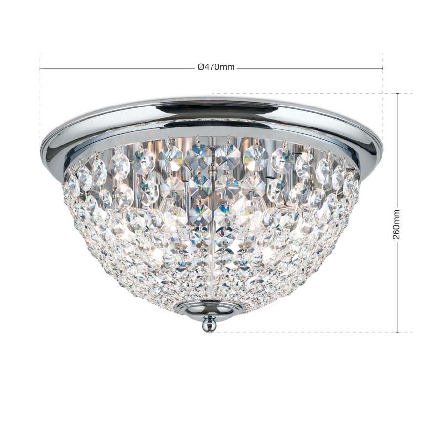 Κρυστάλλινο φωτιστικό οροφής PLAFOND 6xE27/40W/230V διάμετρος 47 cm γυαλιστερό χρώμιο