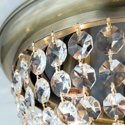 Κρυστάλλινο φωτιστικό οροφής PLAFOND 6xE27/40W/230V διάμετρος 47 cm μπρονζέ
