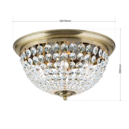 Κρυστάλλινο φωτιστικό οροφής PLAFOND 6xE27/40W/230V διάμετρος 47 cm μπρονζέ