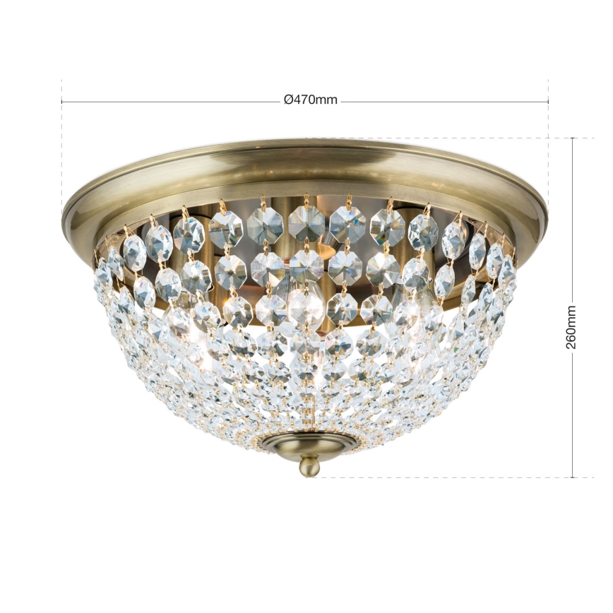 Κρυστάλλινο φωτιστικό οροφής PLAFOND 6xE27/40W/230V διάμετρος 47 cm μπρονζέ