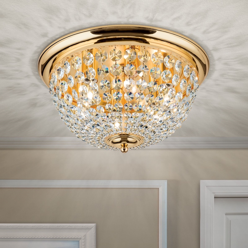 Κρυστάλλινο φωτιστικό οροφής PLAFOND 6xE27/40W/230V διάμετρος 47 cm χρυσό