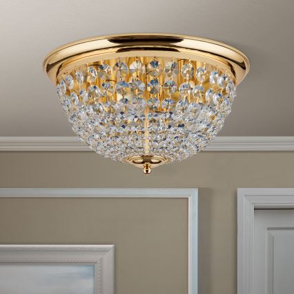 Κρυστάλλινο φωτιστικό οροφής PLAFOND 6xE27/40W/230V διάμετρος 47 cm χρυσό
