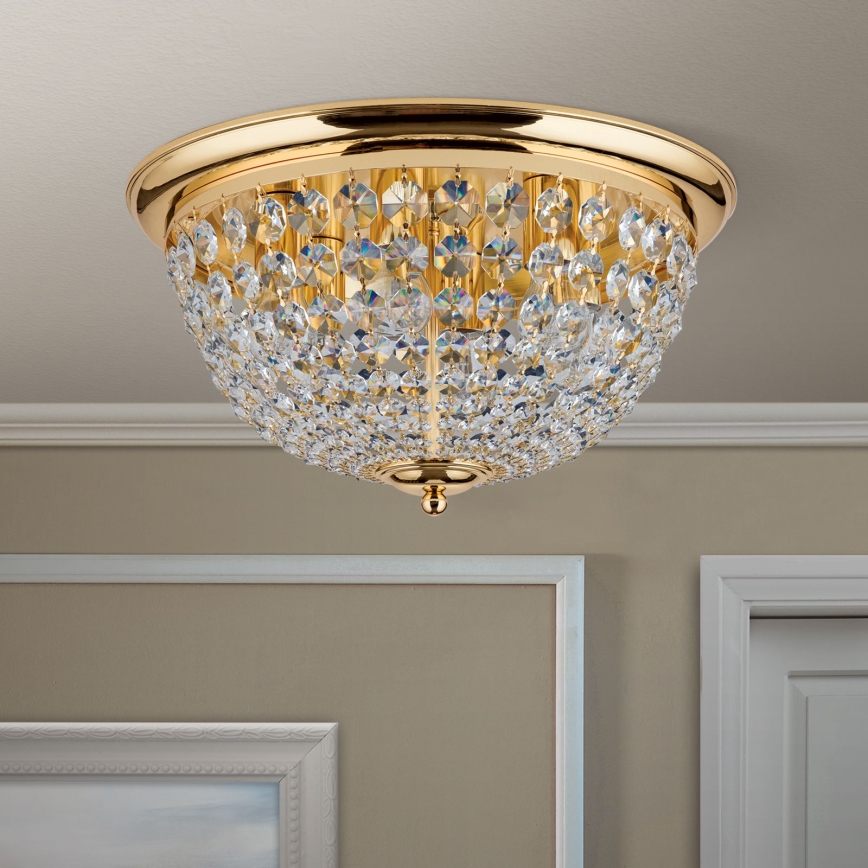 Κρυστάλλινο φωτιστικό οροφής PLAFOND 6xE27/40W/230V διάμετρος 47 cm χρυσό