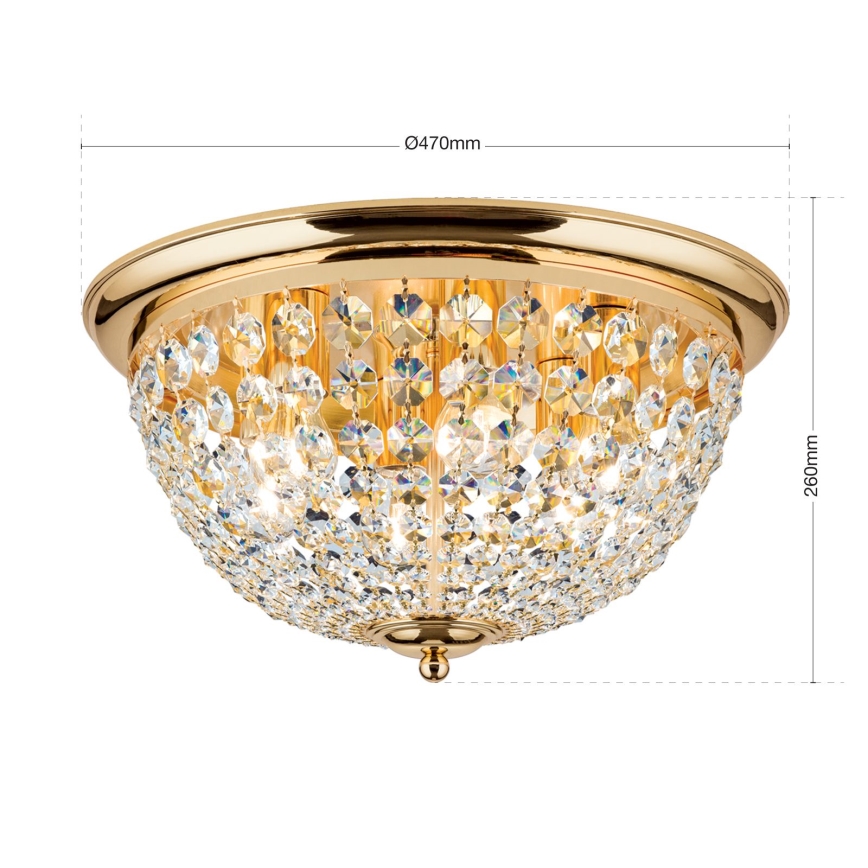 Κρυστάλλινο φωτιστικό οροφής PLAFOND 6xE27/40W/230V διάμετρος 47 cm χρυσό