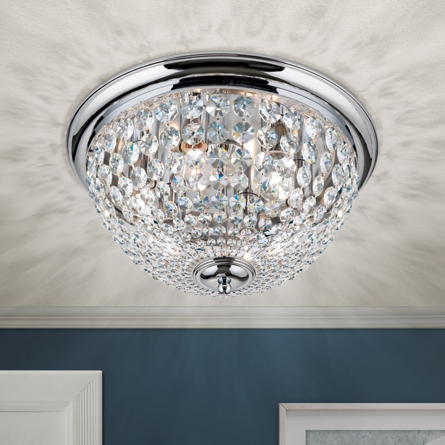 Κρυστάλλινο φωτιστικό οροφής PLAFOND 6xE27/40W/230V διάμετρος 47 cm γυαλιστερό χρώμιο
