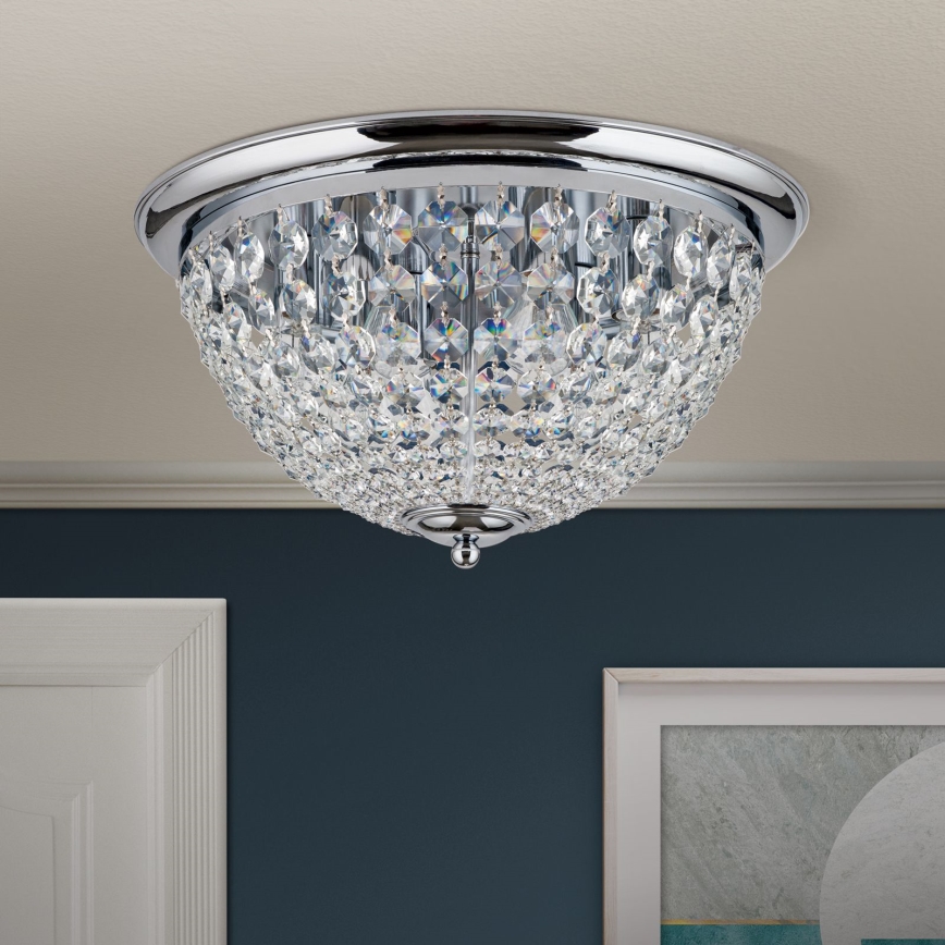 Κρυστάλλινο φωτιστικό οροφής PLAFOND 6xE27/40W/230V διάμετρος 47 cm γυαλιστερό χρώμιο