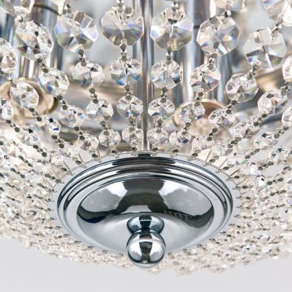 Κρυστάλλινο φωτιστικό οροφής PLAFOND 6xE27/40W/230V διάμετρος 47 cm γυαλιστερό χρώμιο