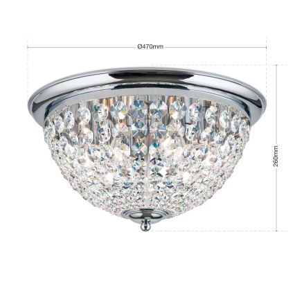 Κρυστάλλινο φωτιστικό οροφής PLAFOND 6xE27/40W/230V διάμετρος 47 cm γυαλιστερό χρώμιο