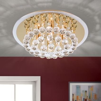 Κρυστάλλινο φωτιστικό οροφής GLORIA 4xG9/40W/230V διάμετρος 38 cm χρυσό