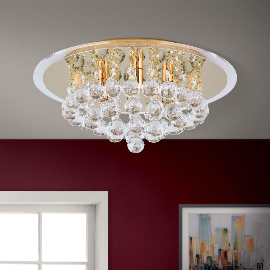 Κρυστάλλινο φωτιστικό οροφής GLORIA 4xG9/40W/230V διάμετρος 38 cm χρυσό