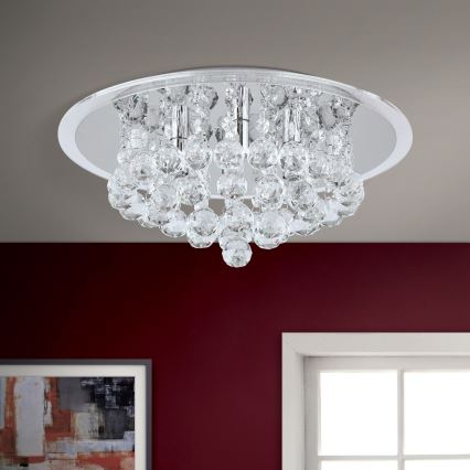 Κρυστάλλινο φωτιστικό οροφής GLORIA 4xG9/40W/230V διάμετρος 38 cm διαφανή/γυαλιστερό χρώμιο