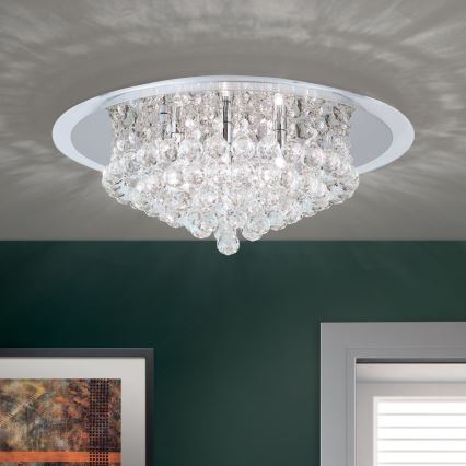 Κρυστάλλινο φωτιστικό οροφής GLORIA 6xG9/40W/230V διάμετρος 50 cm διαφανή/γυαλιστερό χρώμιο