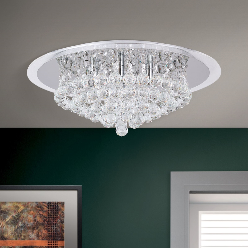 Κρυστάλλινο φωτιστικό οροφής GLORIA 6xG9/40W/230V διάμετρος 50 cm διαφανή/γυαλιστερό χρώμιο