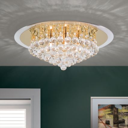 Κρυστάλλινο φωτιστικό οροφής GLORIA 6xG9/40W/230V διάμετρος 50 cm χρυσό