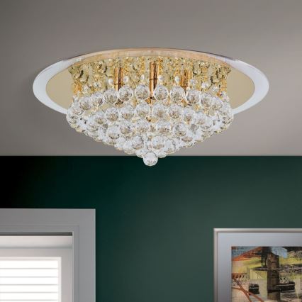 Κρυστάλλινο φωτιστικό οροφής GLORIA 6xG9/40W/230V διάμετρος 50 cm χρυσό