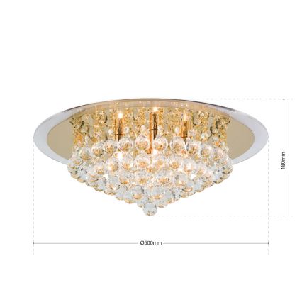 Κρυστάλλινο φωτιστικό οροφής GLORIA 6xG9/40W/230V διάμετρος 50 cm χρυσό