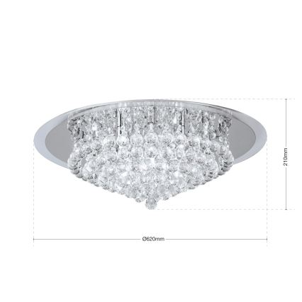 Κρυστάλλινο φωτιστικό οροφής GLORIA 9xG9/40W/230V διάμετρος 62 cm διαφανή/γυαλιστερό χρώμιο