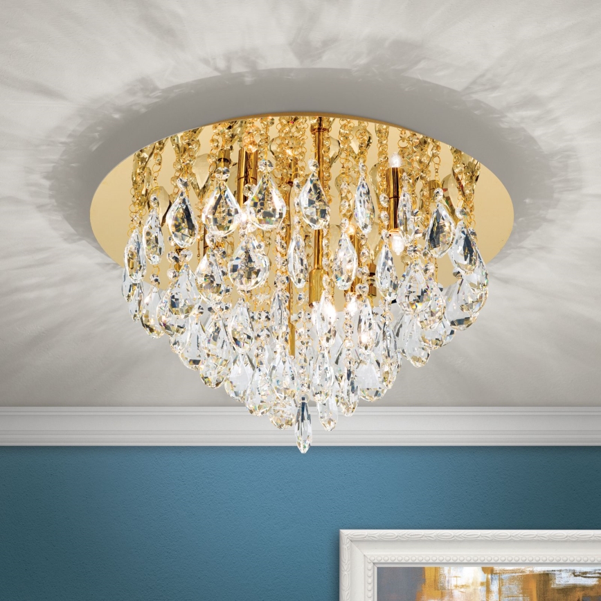 Κρυστάλλινο φωτιστικό οροφής CELESTE 6xG9/40W/230V διάμετρος 45 cm χρυσό