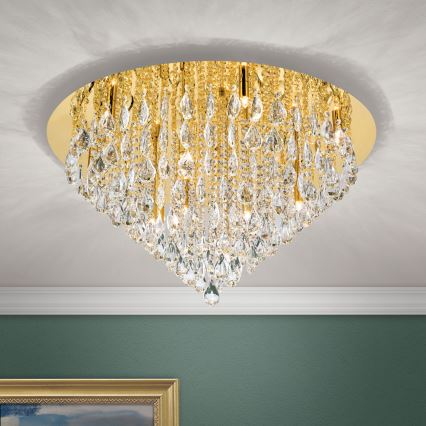 Κρυστάλλινο φωτιστικό οροφής CELESTE 12xG9/40W/230V διάμετρος 75 cm χρυσό