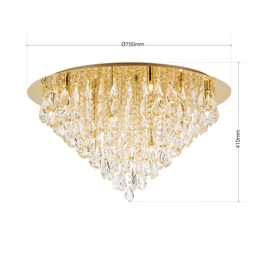 Κρυστάλλινο φωτιστικό οροφής CELESTE 12xG9/40W/230V διάμετρος 75 cm χρυσό