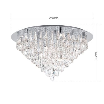 Κρυστάλλινο φωτιστικό οροφής CELESTE 12xG9/40W/230V διάμετρος 75 cm γυαλιστερό χρώμιο