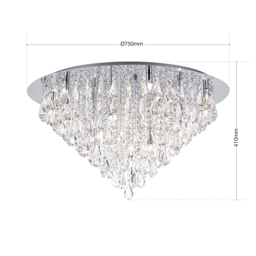 Κρυστάλλινο φωτιστικό οροφής CELESTE 12xG9/40W/230V διάμετρος 75 cm γυαλιστερό χρώμιο