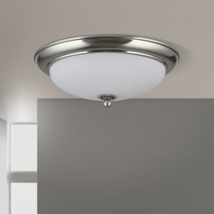 Φωτιστικό οροφής EMPIRA 2xE27/40W/230V διάμ. 35,5 cm ματ χρώμιο