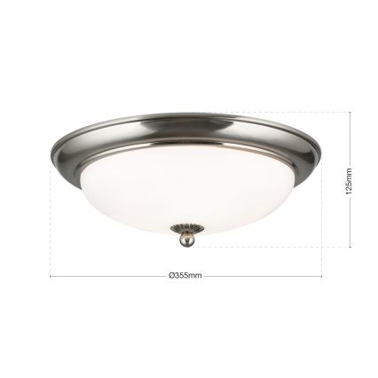 Φωτιστικό οροφής EMPIRA 2xE27/40W/230V διάμ. 35,5 cm ματ χρώμιο