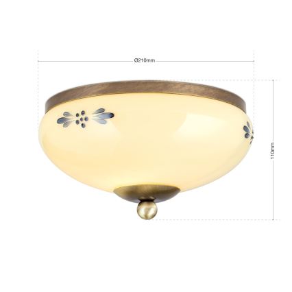 Φωτιστικό οροφής LANDHAUS 1xE27/60W/230V Ø 21 cm μπρονζέ/μπεζ/μπλε