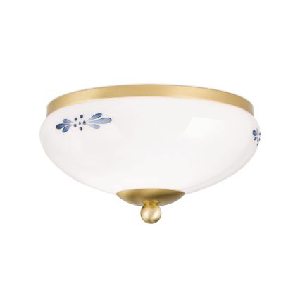 Φωτιστικό οροφής LANDHAUS 1xE27/60W/230V Ø 21 cm ορείχαλκο/λευκό/μπλε
