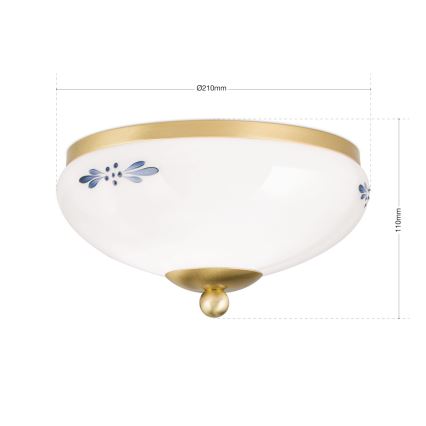 Φωτιστικό οροφής LANDHAUS 1xE27/60W/230V Ø 21 cm ορείχαλκο/λευκό/μπλε