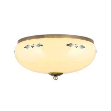 Φωτιστικό οροφής LANDHAUS 3xE27/60W/230V διάμ. 35 cm μπρονζέ/μπεζ/μπλε